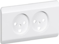 LAURITZ KNUDSEN Opus® 66 afdækning for dobbelt stikkontakt 2-pol med jord, standard planforsænket hvid.