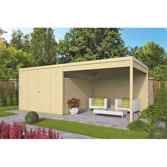 Raleigh med baldakin Bjælkehytte 28 mm - 400272N - 17,94 m²