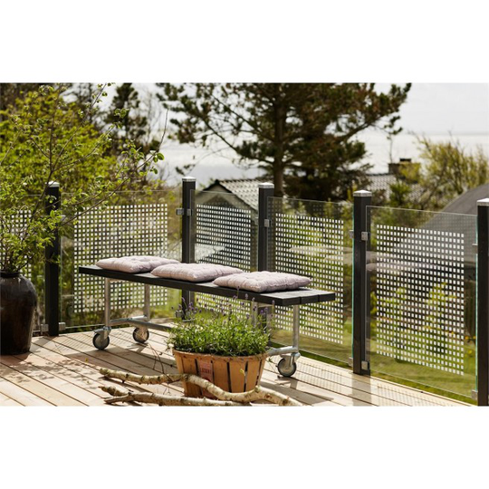 Plus Glashegn m/silketryk 90x91cm inkl. 4 glasbeslag, 6mm hærdet glas