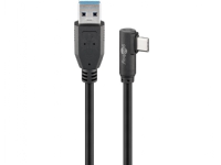 Goobay 51752, 0,5 m, USB A, USB C, 5000 Mbit/s, Sort