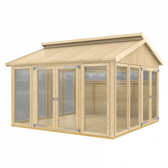 Plus Multi Pavillon m/8 vinduer, 2 træelementer, 2 dobbeltdøre og gulv - ekskl. tagpap - 4835-71