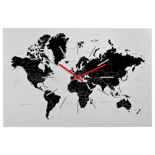 Sompex Vægur World Hvid-Sort - Højde 40 cm
