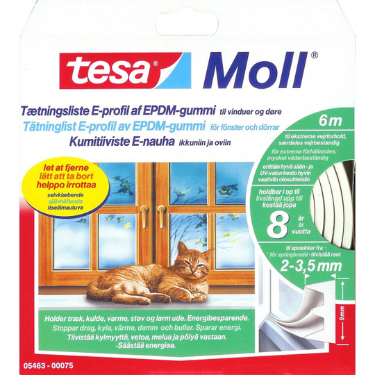 Tesa Tætningsliste E Profil - Brun 9x6mm
