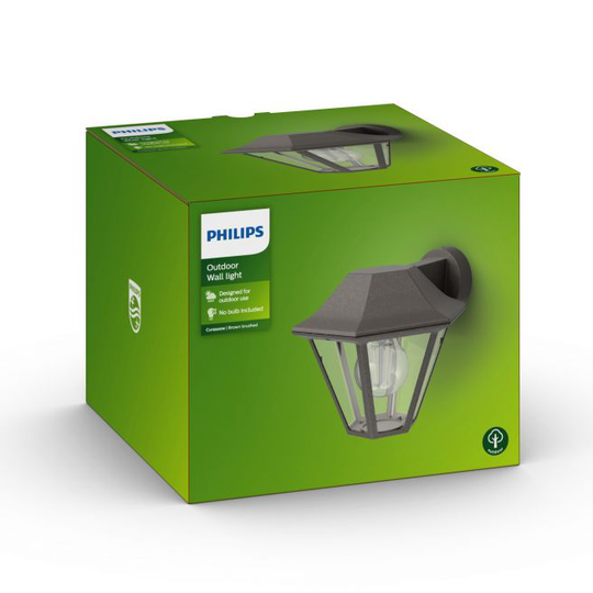 Philips myGarden Curassow Væg Lanterne BrownBrush 1x42W - 8718696165881