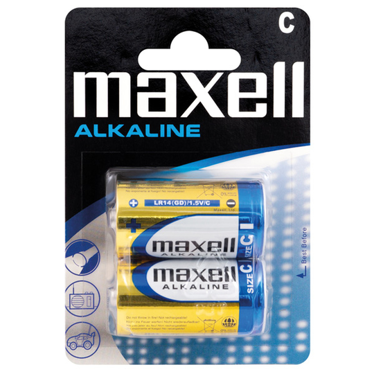 Maxell Alkaline C / LR14 Batterier, 2 stk