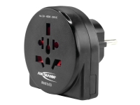 ANSMANN Travel plug 'World to EU' - Stikadapter - CEE 7/3 (han) - 100-250 V - 16 A - indendørs - sort - Global
