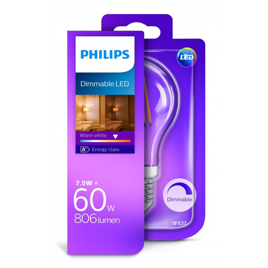 Philips LED 7W E27 Lyskilde Flame