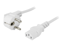 DELTACO DEL-111V - Strømkabel - CEE 7/7 (han) vinklet til IEC 60320 C13 lige - AC 250 V - 10 A - 5 m - hvid