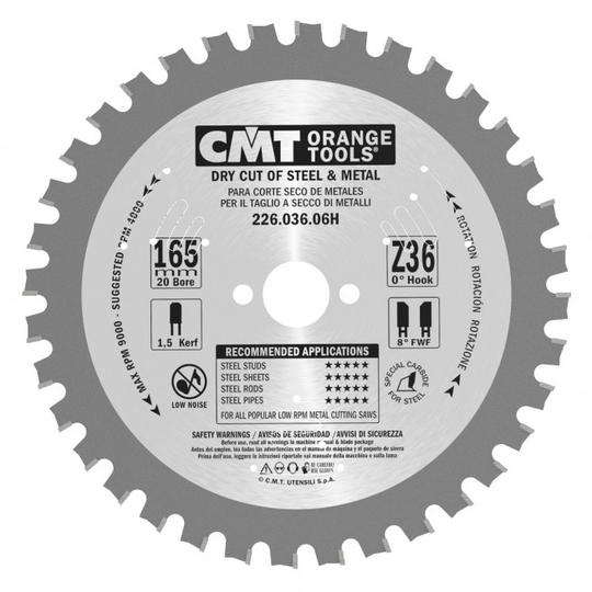 CMT Klinge 165x1,5x20 Z36 Dry Cut - 226.036.06H