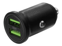 DELTACO USB-CAR128 - Bilstrømsadapter - 36 Watt - 3 A - 2 output-stikforbindelser (USB) - sort