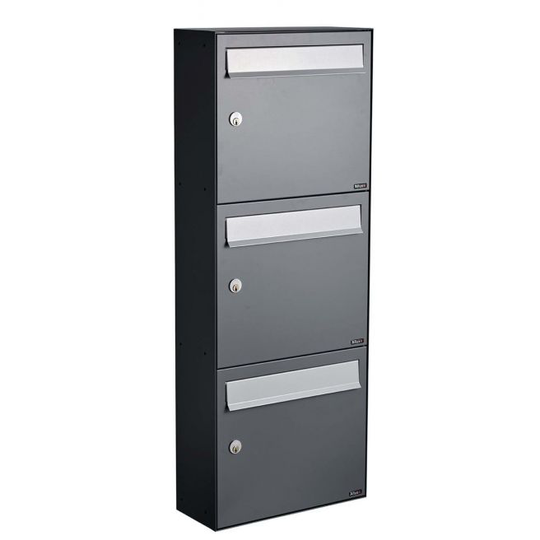 Allux HC4 - uden lås 3 modul Antracit m. grå klap Systempostkasse - F47770-3AN