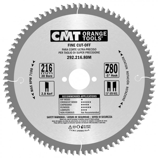 CMT Klinge 216x2,8x30 Z80 W NEG - 292.216.80M