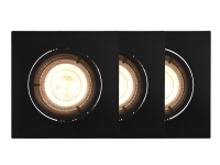 Nordlux Carina Smart Light Square 3-Kit, Intelligent lysspot, Sort, Bluetooth, GU10, 2200 K, 6500 K
