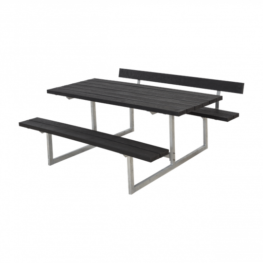 Plus Basic Bord/Bænkesæt m/1 ryglæn - 177 cm - ReTex - Sort - 185811-35