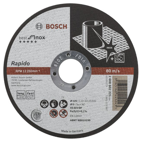 Bosch Skæreskive Inox 125x1mm Rapido Longlife - 2608602221