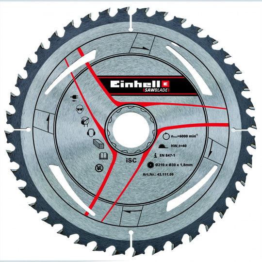 Einhell Hårdmetalklinge til tynde snit, 210x30 mm 40 t, tilbehør til - 4311109