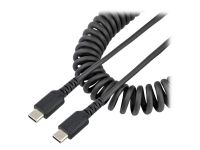 StarTech.com 20in (50cm) USB C Charging Cable, Coiled Heavy Duty Fast Charge & Sync USB-C Cable, High Quality USB 2.0 Type-C Cable, Rugged Aramid Fib