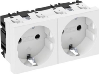 OBO Stikdåse 2p+Jord schuko 2 modul 45 mm 0° hvid, RAL 9010, Modul 45 RAPID