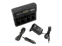 ANSMANN Powerline 5 Pro - Batterioplader - (for 4xAA/AAA/C/D, 1x9V) + AC-strømadapter + bilstrømsadapter - 1800 mA (USB) - sort