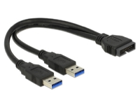 Delock - USB intern til ekstern kabel - 19 pin USB 3.0 samlekasse (han) til USB Type A (han) - 25 cm - sort