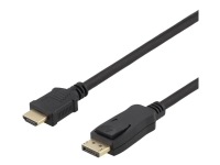DELTACO DP-HDMI1100 - Adapterkabel - DisplayPort han til HDMI han - 10 m - sort