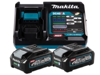Makita batteripakke 40V - 191J97-1, 2x4,0 Ah batterier, hurtiglader i Makpac kuffert.