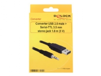 Delock Converter USB 2.0 > Serial-TTL 3.5 mm stereo jack (5 V) - Seriel adapter - USB 2.0 - seriel - sort