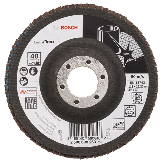 Bosch Lamelskive Inox Skrå 115mm K40 - 2608608263