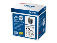Brother TZe-231 - sort på hvid 12mm x 8m - Multipack med 5 stk.