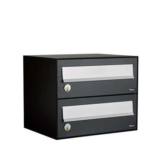 Allux LC4 - uden lås 2 modul Sort m. grå klap Systempostkasse - F47760-2S
