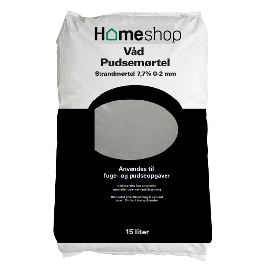 Homeshop Mørtel 15lt Våd Pudsemørtel 7,7% 0-2 Mm