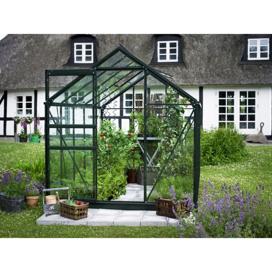 Halls Drivhus Popular 106 grøn m/3 mm hærdet glas - F09898