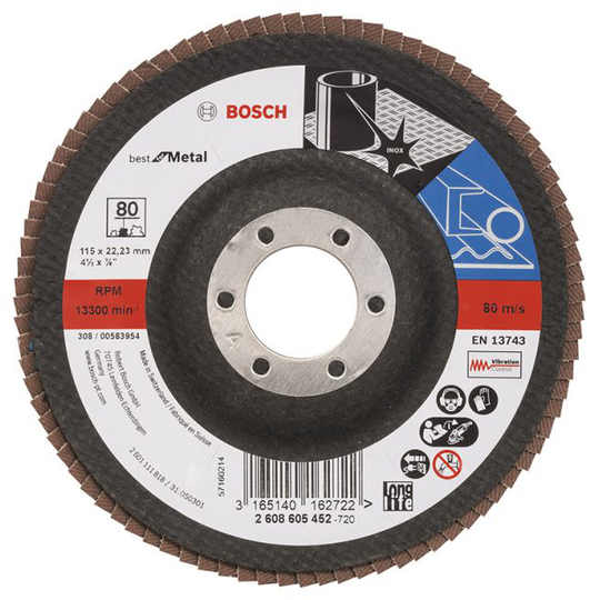 Bosch Lamelslibeskive Skrå B:mt Ø115x22mm K80 - 2608605452