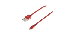 S-Conn 14-50126, 2 m, Lightning, USB A, Rød, Lige, Lige