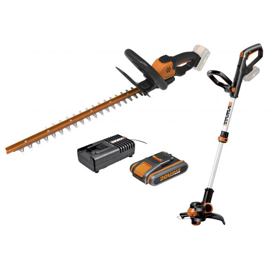 Worx Græstrimmer+hækklipper+batteri