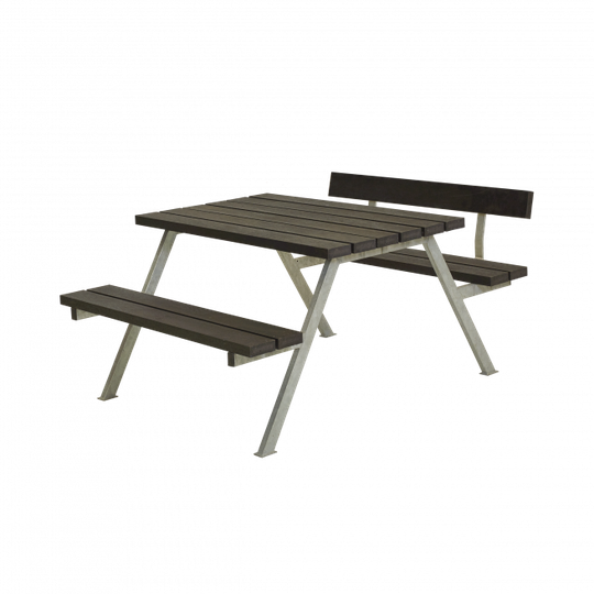 Plus Alpha Bord/Bænkesæt m/1 ryglæn - 118 cm - ReTex - Sort - 187511-35