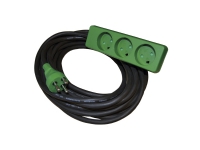 BLUE ELECTRIC Kabelsæt - 10M - m/3 dåse - støbt stik - Kabel: 3x1,5 mm2 Gummi-neopren