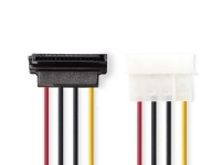 Nedis CCGP73505VA015, 0,15 m, SATA 15-stik, Molex (4-pin), Hanstik, Hunstik, Top