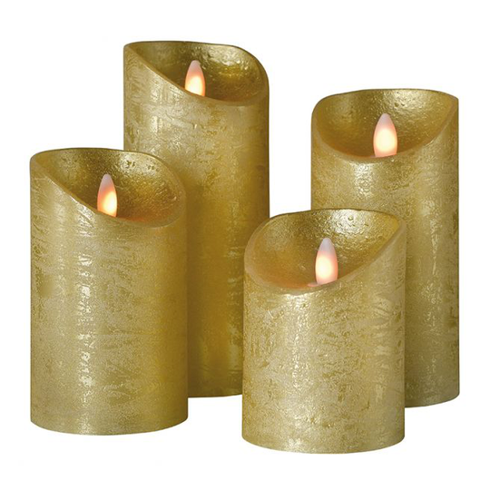 Sompex Bloklys - LED - Sæt 4 stk Guld - Højde 10-17,5 cm