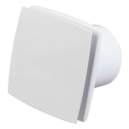Duka EL 700 TH fugt- og tidsstyret, front i hvid plast Ventilator