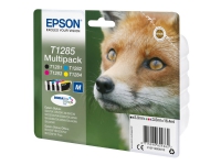 Epson T1285 Multipack - 4 pakker - sort, gul, cyan, magenta - blister med RF/akustisk alarm - blækpatron - for Stylus S22, SX130, SX230, SX235, SX430