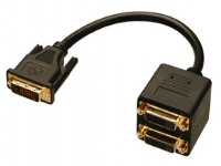 Lindy DVI Splitter Cable, 0,18 m, DVI-D, DVI-D, Sort, Hanstik/Hunstik