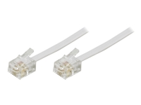 DELTACO DEL-163F - Telefonkabel - RJ-11 (han) til RJ-11 (han) - 10 m - hvid
