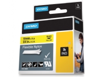 DYMO Tape IND fleksibel nylon gul tape, sort tekst 19 mm længde 3,5 meter