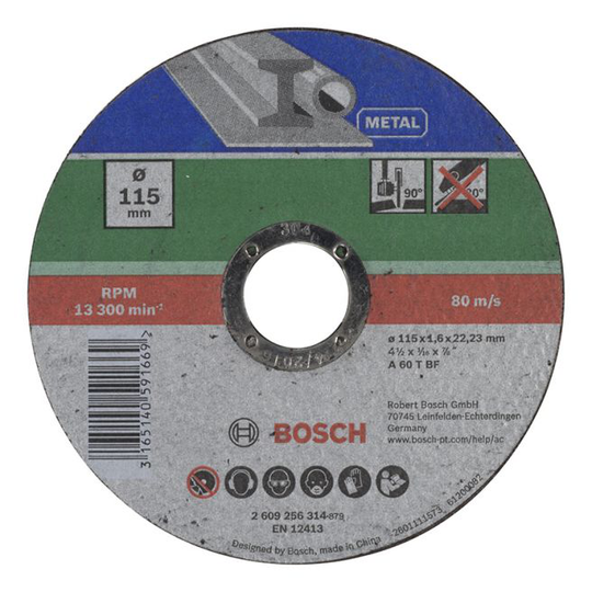 Bosch Skæreskive Metal 115x1,6mm Lige - 2609256314