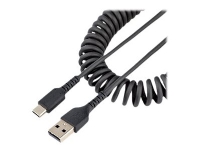 StarTech.com 20in (50cm) USB A to C Charging Cable, Coiled Heavy Duty Fast Charge & Sync USB-C Cable, High Quality USB 2.0 A to Type-C, Rugged Aramid