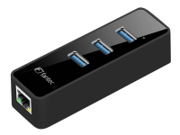 Fantec UMP-3UE1000 - Netværksadapter - USB 3.0 - Gigabit Ethernet x 1 + USB 3.0 x 3 - sort