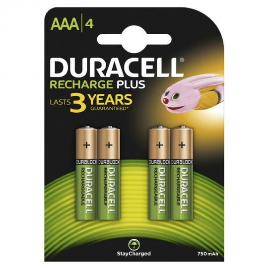 Duracell Recharg 750mAh AAA - 4pk. - Batteri