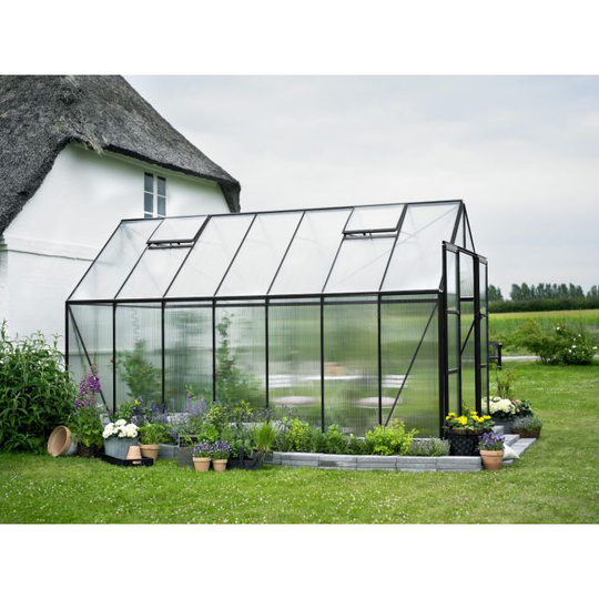 Halls Drivhus Magnum 148 sort m/6 mm poly - F09711