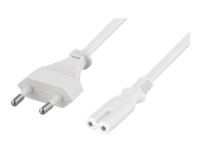 DELTACO DEL-109JN - Strømkabel - Europlug (han) lige til IEC 60320 C7 lige - AC 250 V - 2.5 A - 5 m - hvid